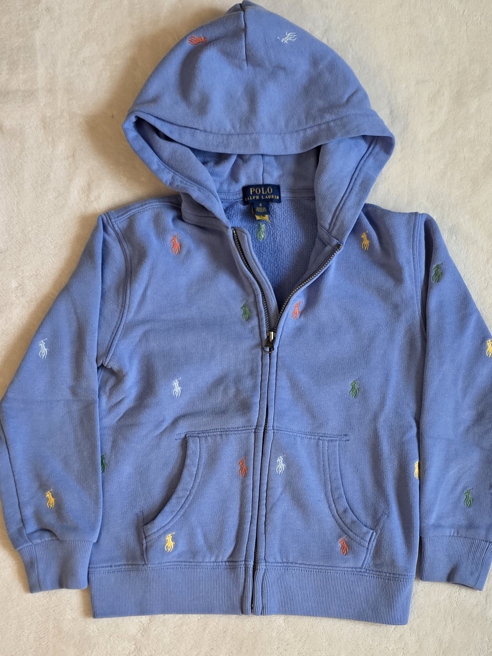 Polo by Ralph Lauren Light Blue Kids Zip Hoodie - Size 6